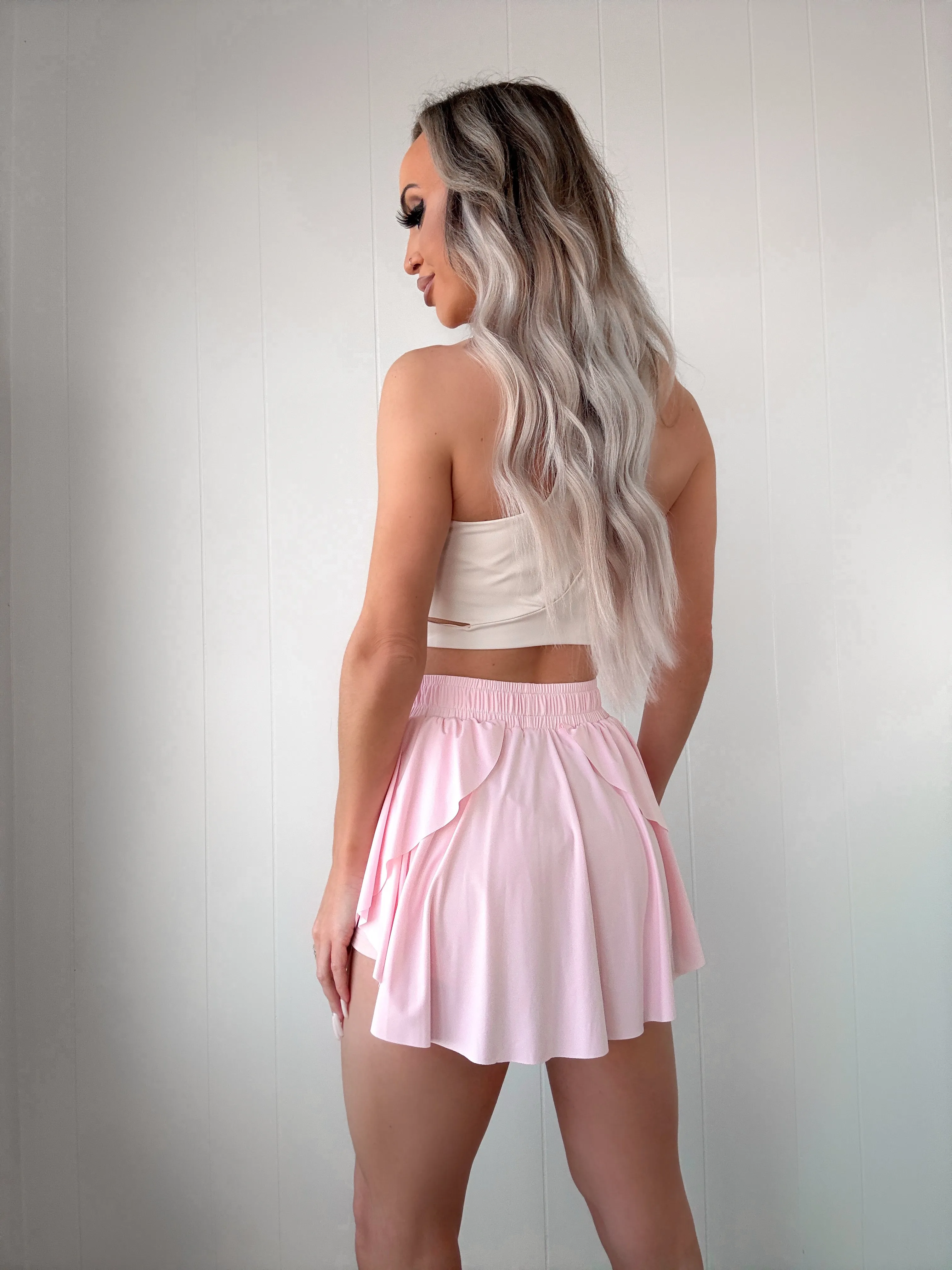 On Point Ruffled Skort - Pink