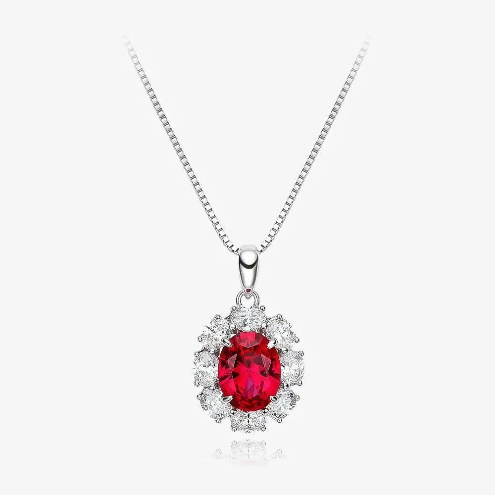 Oval Cut Red Ruby Diamond Halo Engagement Ring
