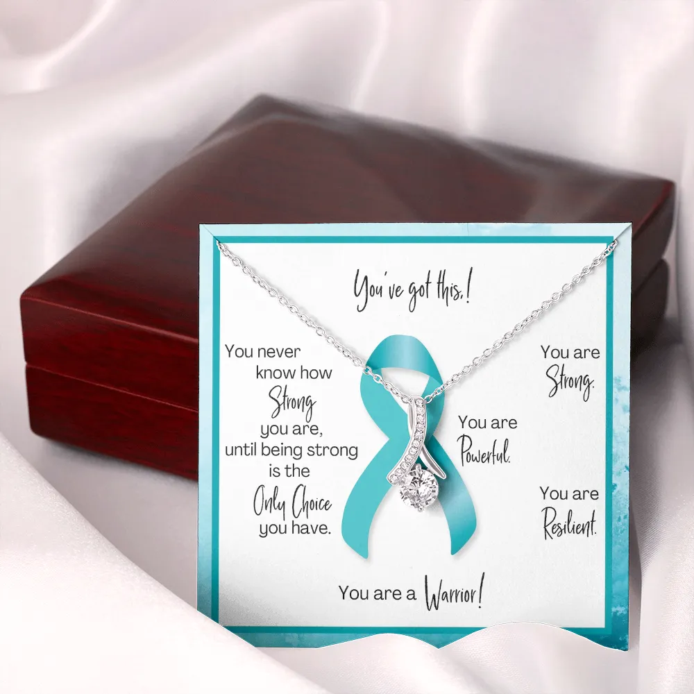 Ovarian Cancer Warrior | Ribbon Necklace | Gift for Survivor, Fighter, Support