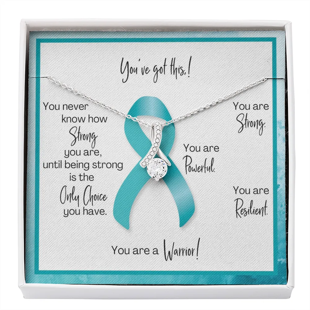 Ovarian Cancer Warrior | Ribbon Necklace | Gift for Survivor, Fighter, Support