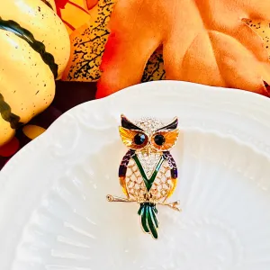 Owl On Branch Brooch