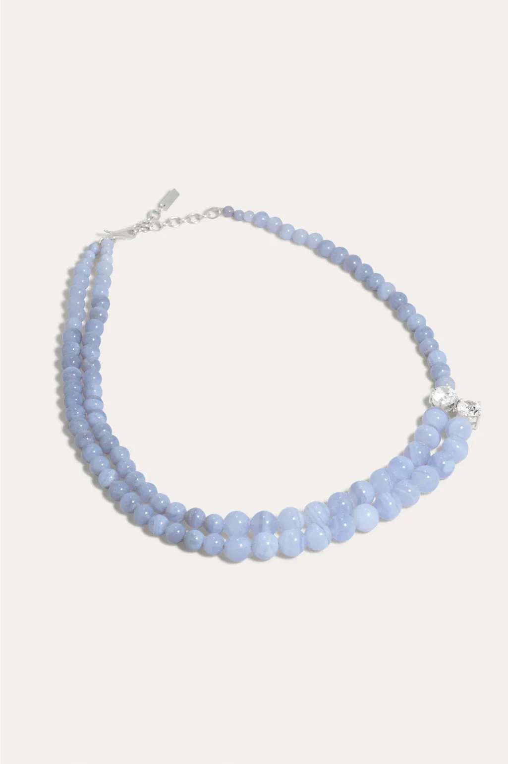P190 The light of the past blue lace agate and zirconia necklace