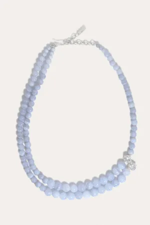 P190 The light of the past blue lace agate and zirconia necklace