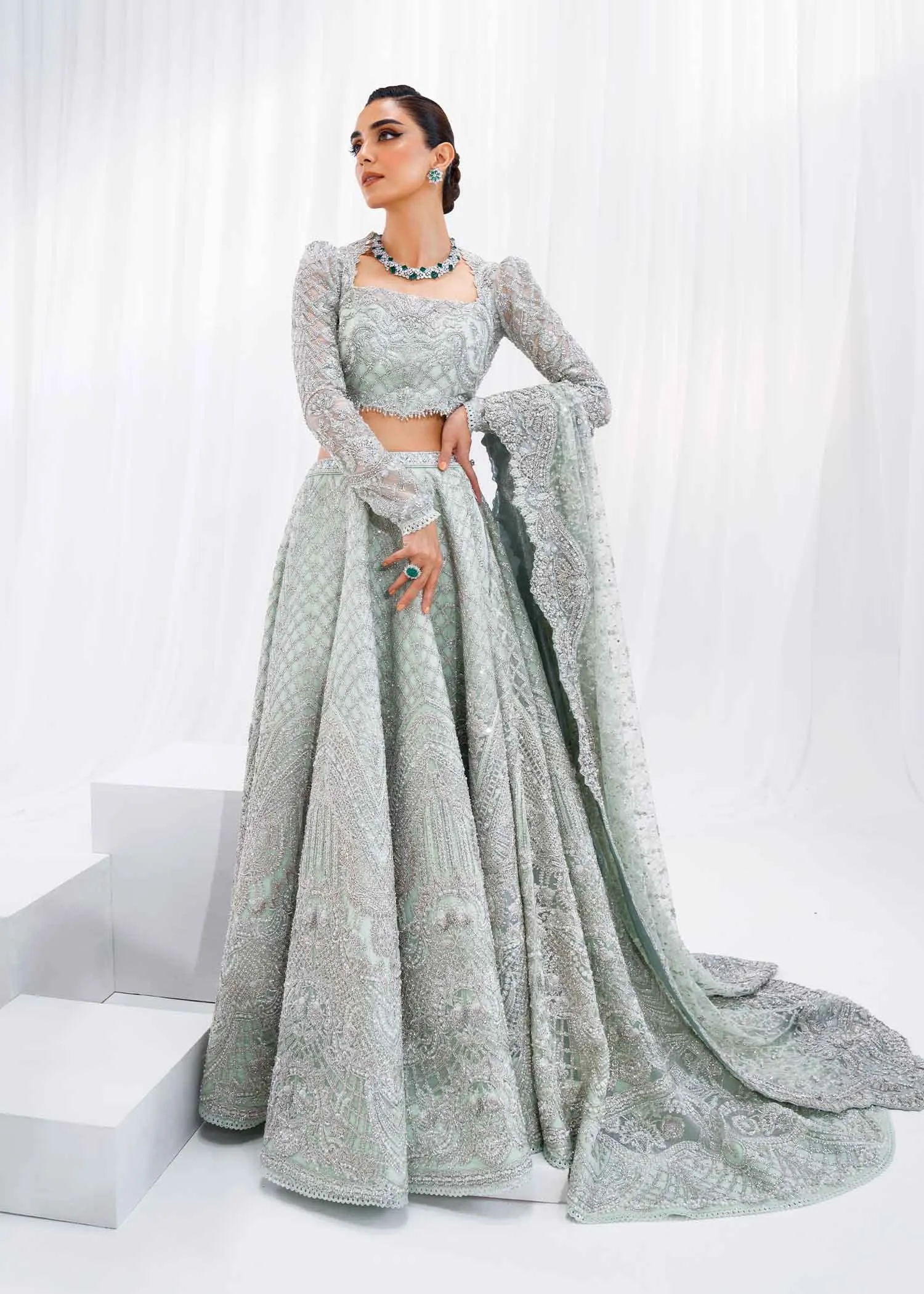 Pakistani Bridal Dress in Choli Lehenga Dupatta Style