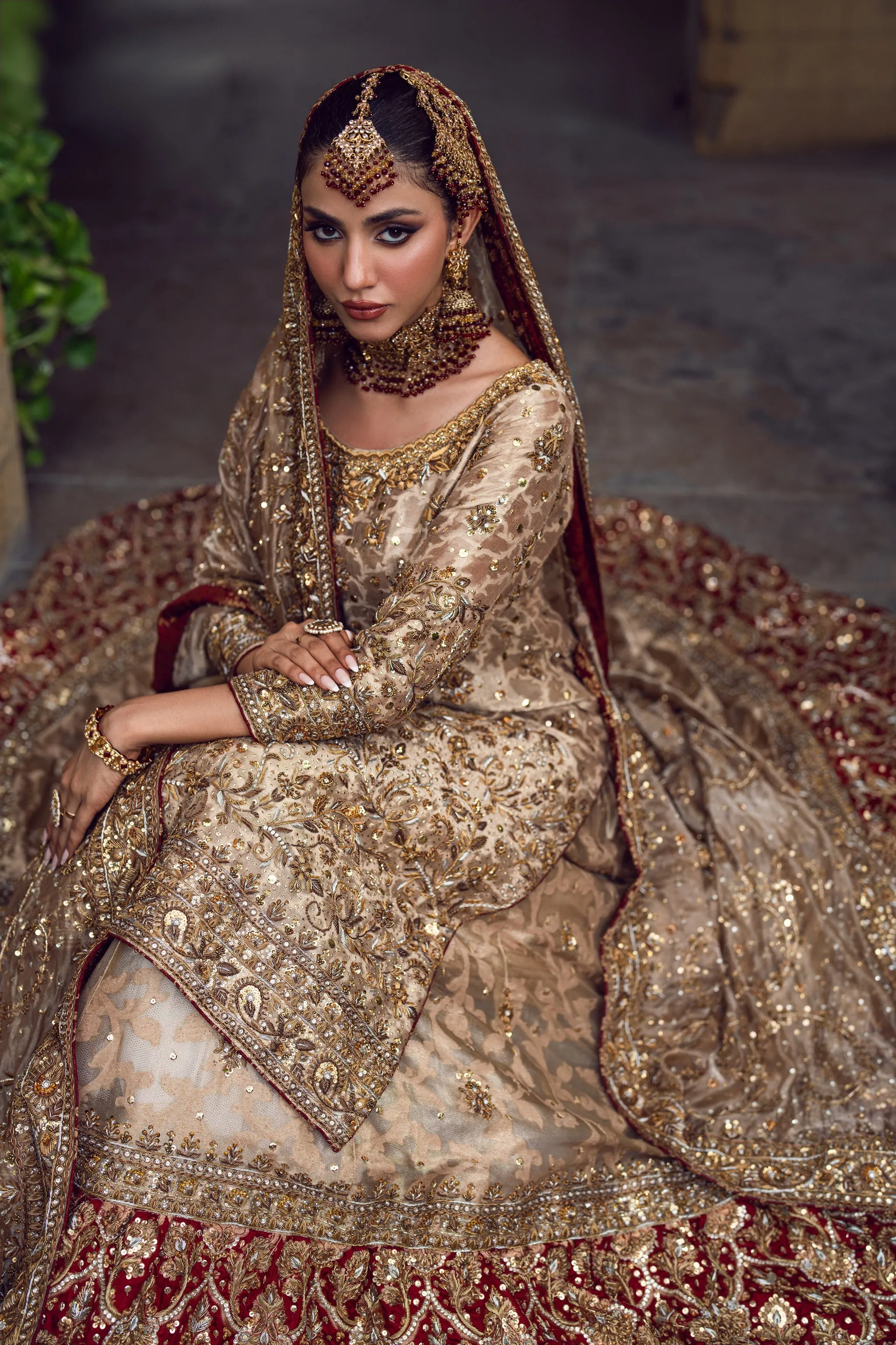 Pakistani Bridal Dress in Kameez and Lehenga Style