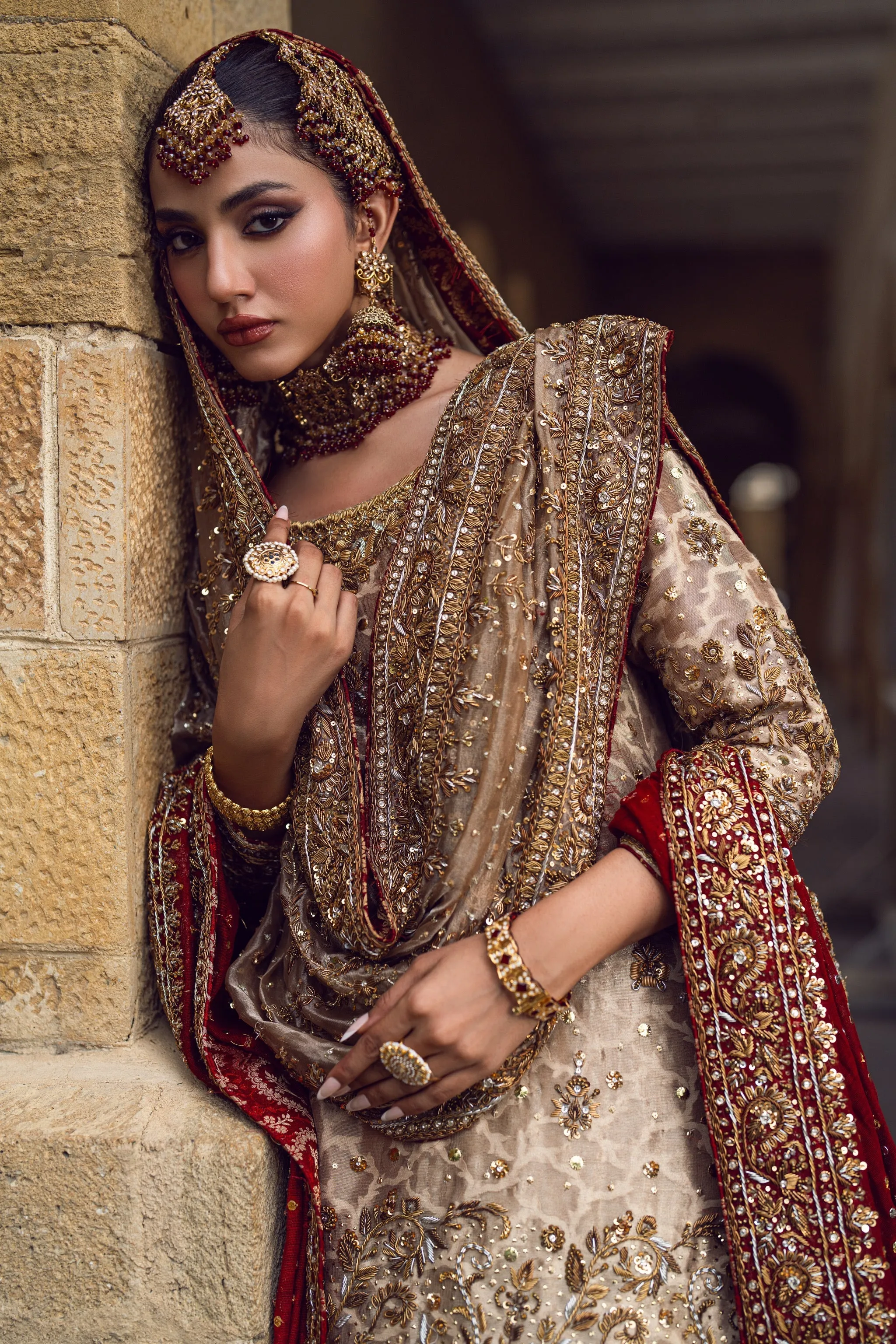 Pakistani Bridal Dress in Kameez and Lehenga Style