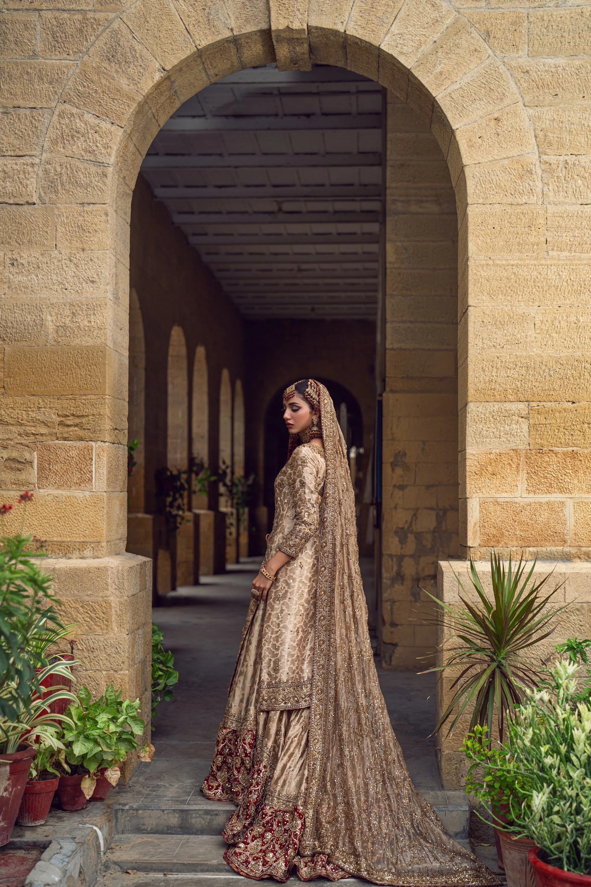 Pakistani Bridal Dress in Kameez and Lehenga Style