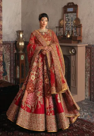Pakistani Bridal Dress in Red Lehenga and Choli Style