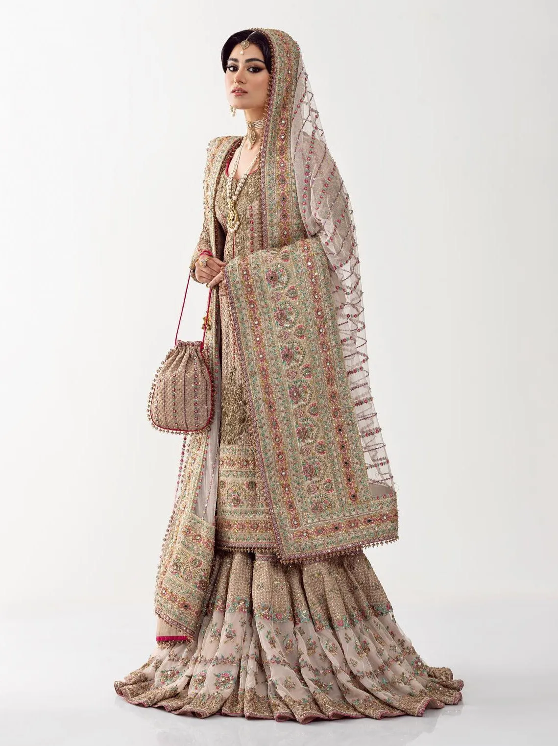 Pakistani Bridal Dress in Royal Gharara Kameez Style