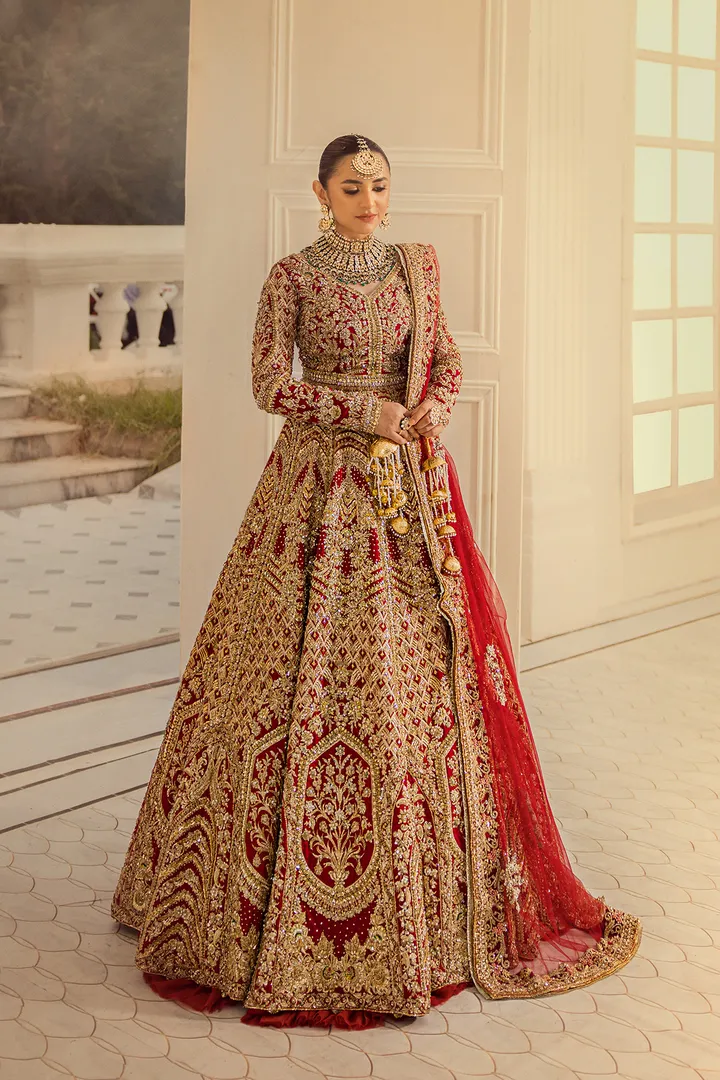Pakistani Bridal Dress in Wedding Lehenga Choli Style