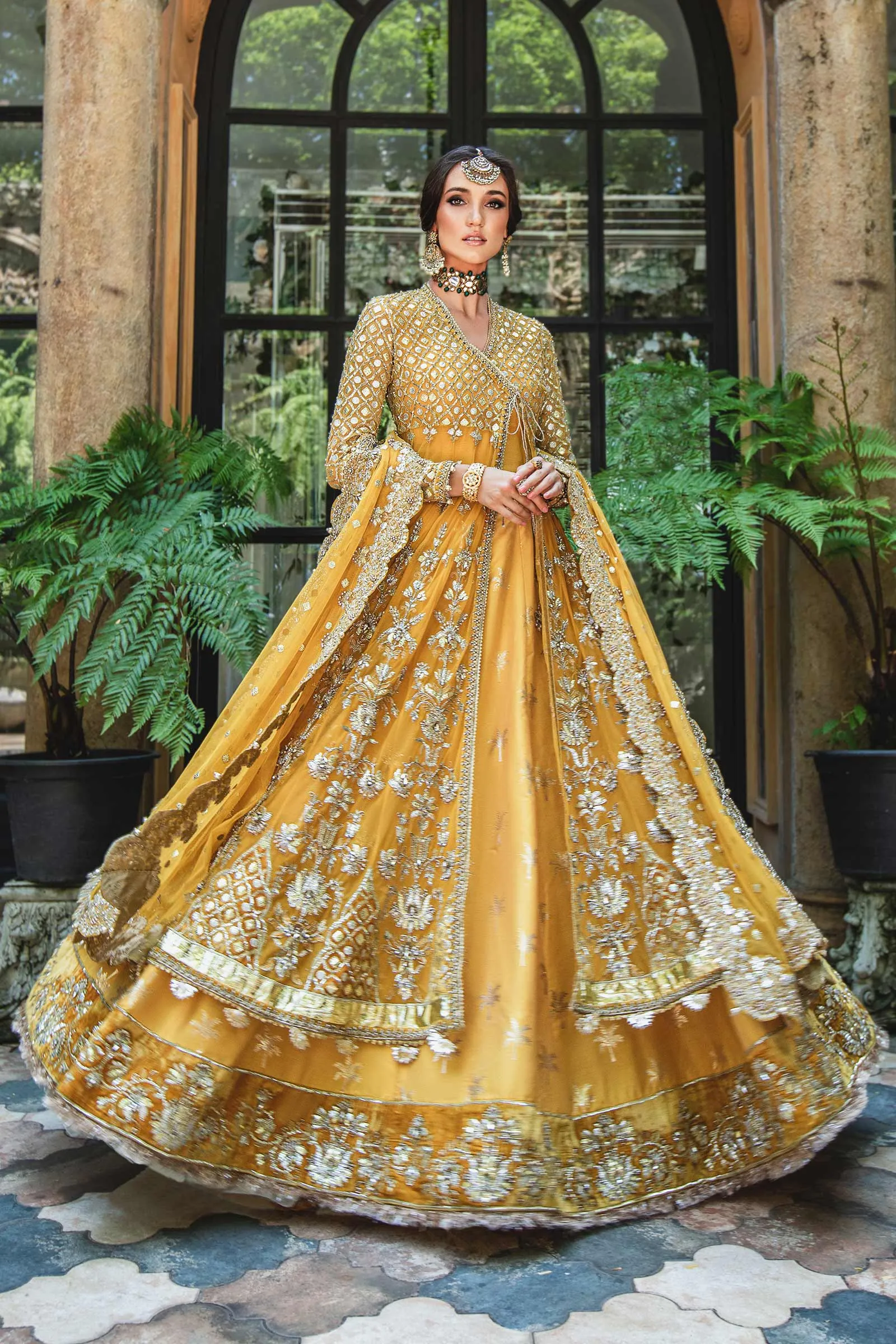 Pakistani Bridal Lehenga and Net Angrakha Frock Dress