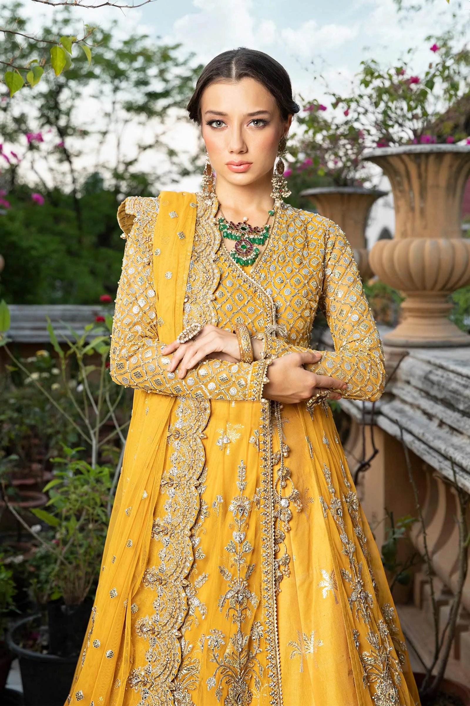 Pakistani Bridal Lehenga and Net Angrakha Frock Dress