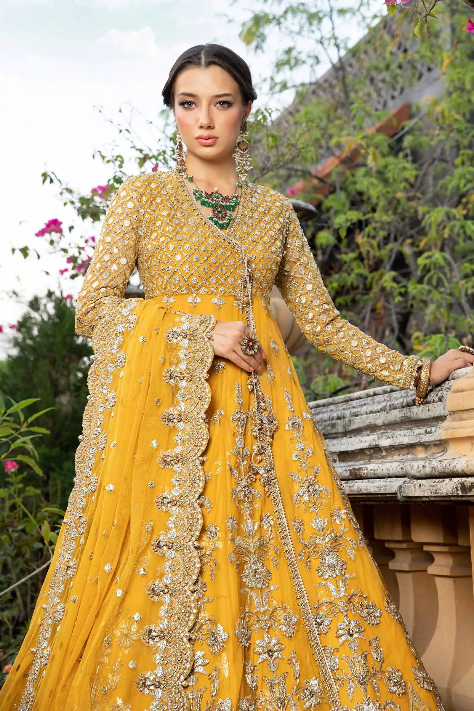 Pakistani Bridal Lehenga and Net Angrakha Frock Dress