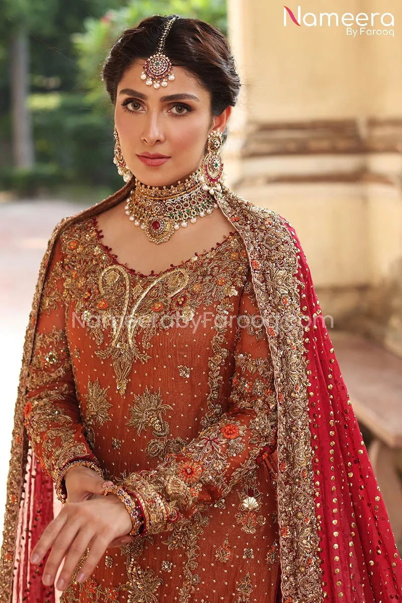 Pakistani Bridal Lehenga Kameez Dupatta Online #BS586