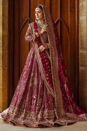 Pakistani Bridal Outfit in Plum Lehenga Choli Style