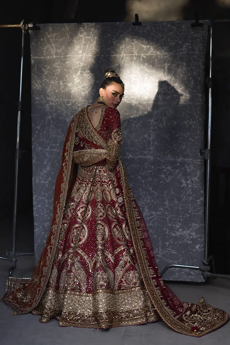 Pakistani Bridal Red Lehenga Choli with Double Dupattas