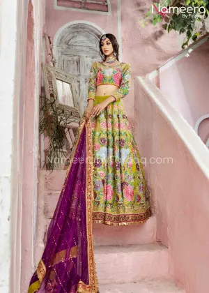 Pakistani Floral Bridal Lehenga Choli Dress #BS609
