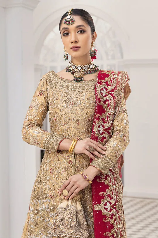 Pakistani Gold Wedding Dress in Gharara Style #BS819