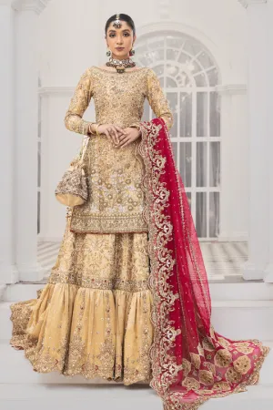 Pakistani Gold Wedding Dress in Gharara Style #BS819
