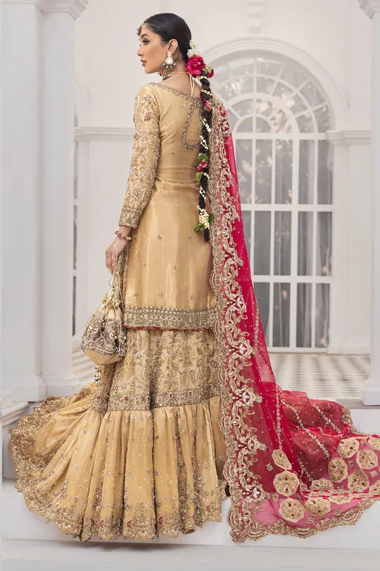 Pakistani Gold Wedding Dress in Gharara Style #BS819