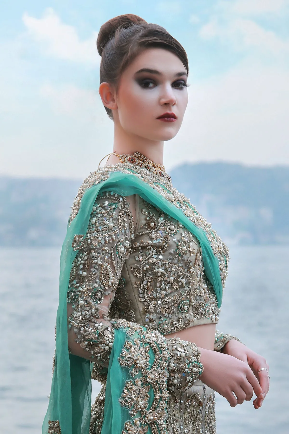 Pakistani Walima Lehenga Choli Dupatta Dress #BS903