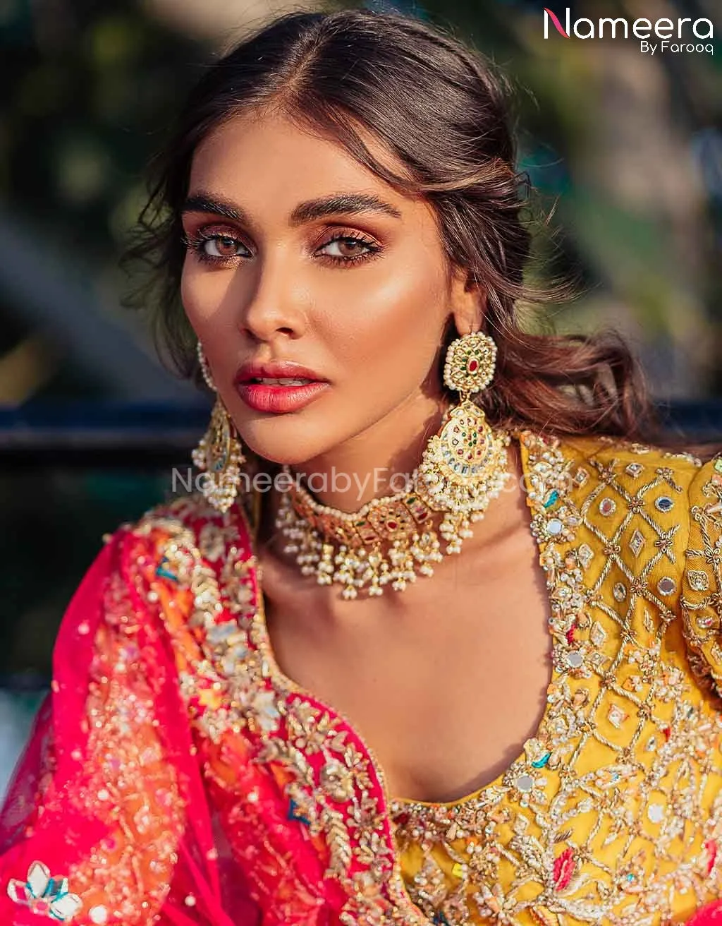 Pakistani Yellow Bridal Lehenga Choli Dress #BS598