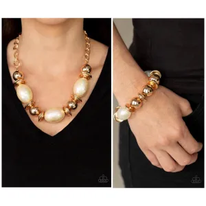 Paparazzi Welcome To The Big Leagues Necklace Gold & Big League Luster Bracelet Gold