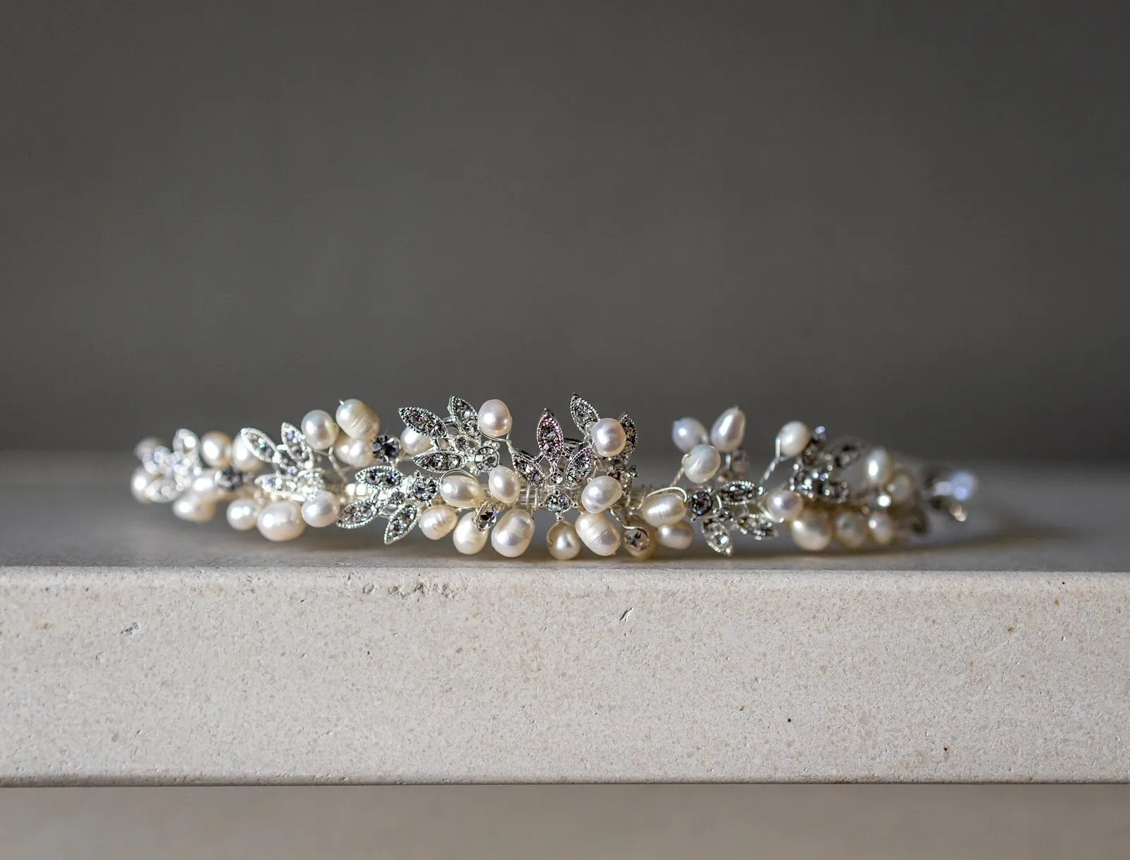 Paris Freshwater Pearl & Clear Cubic Zirconia Stones Wedding Bridal Tiara