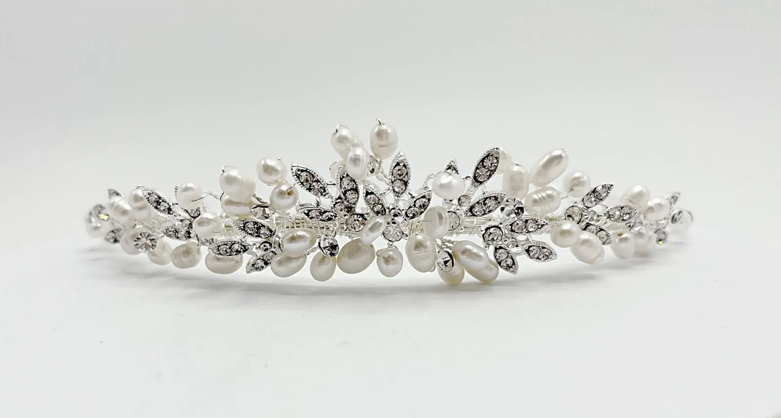 Paris Freshwater Pearl & Clear Cubic Zirconia Stones Wedding Bridal Tiara