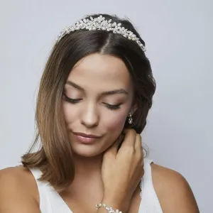 Paris Freshwater Pearl & Clear Cubic Zirconia Stones Wedding Bridal Tiara