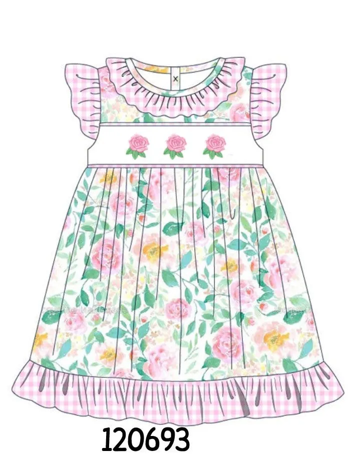 Pastel Petal Charm Rose Embroidery Girl Dress
