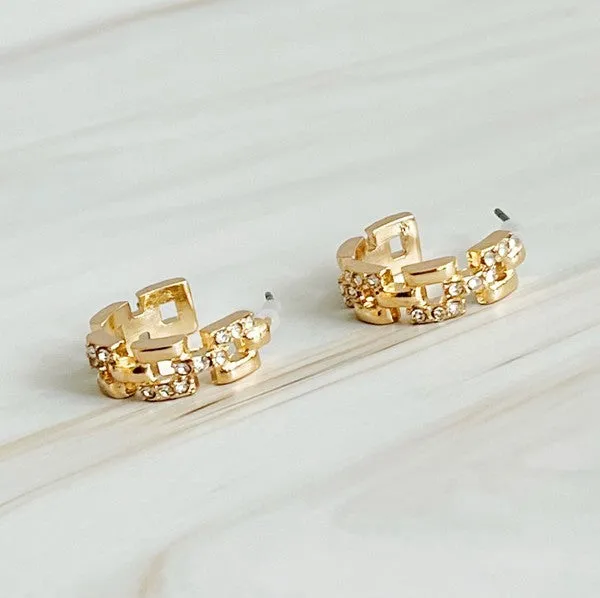Pave Huggie Hoop Earrings