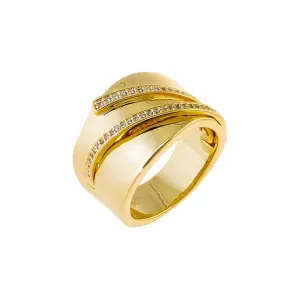 Pave Lined Wide Band Ring