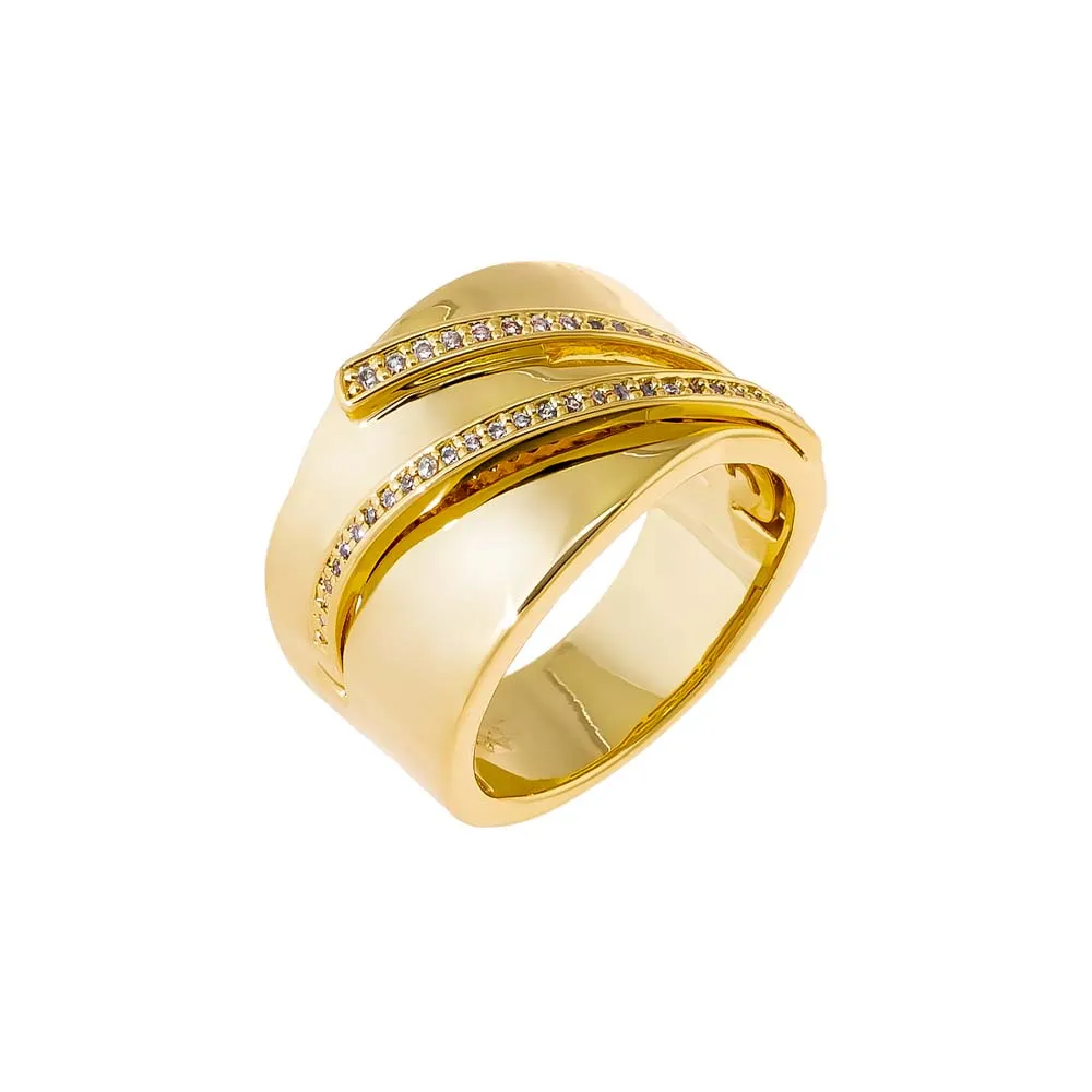 Pave Lined Wide Band Ring