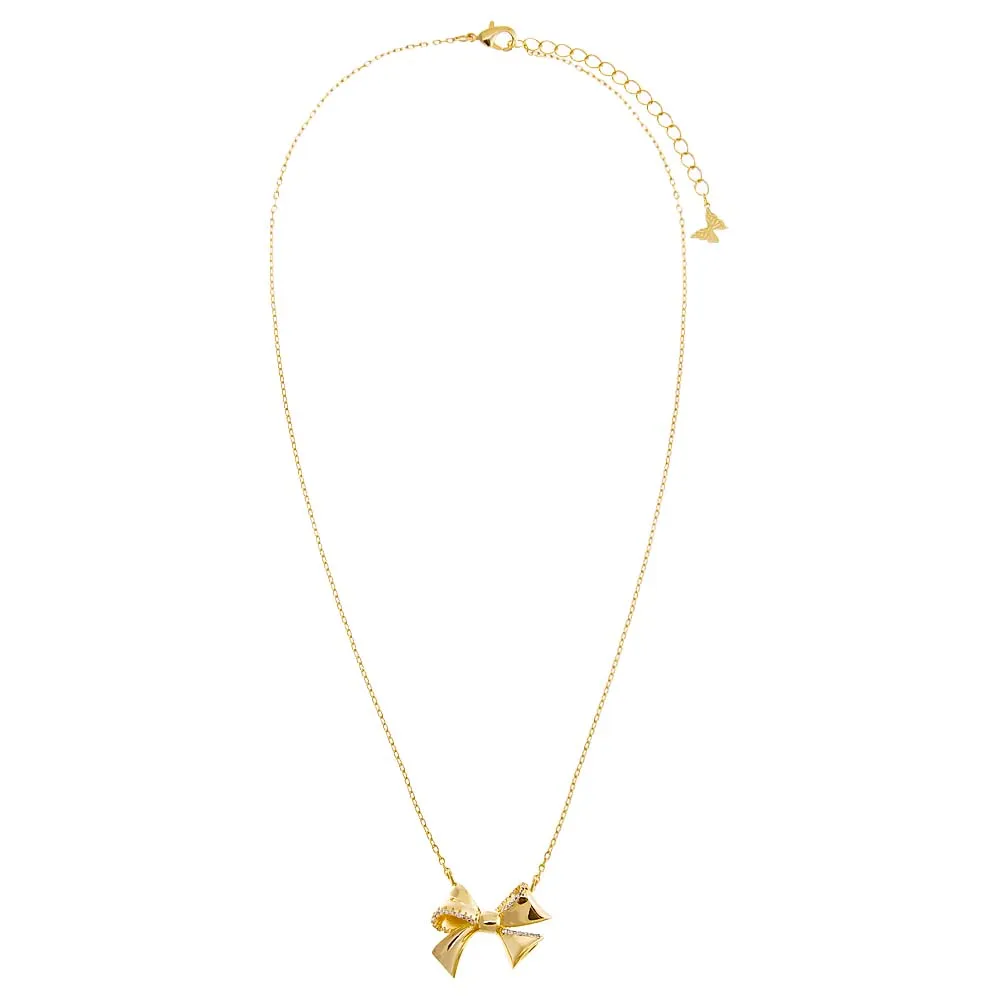 Pave Outlined Bow Tie Pendant Necklace