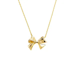 Pave Outlined Bow Tie Pendant Necklace
