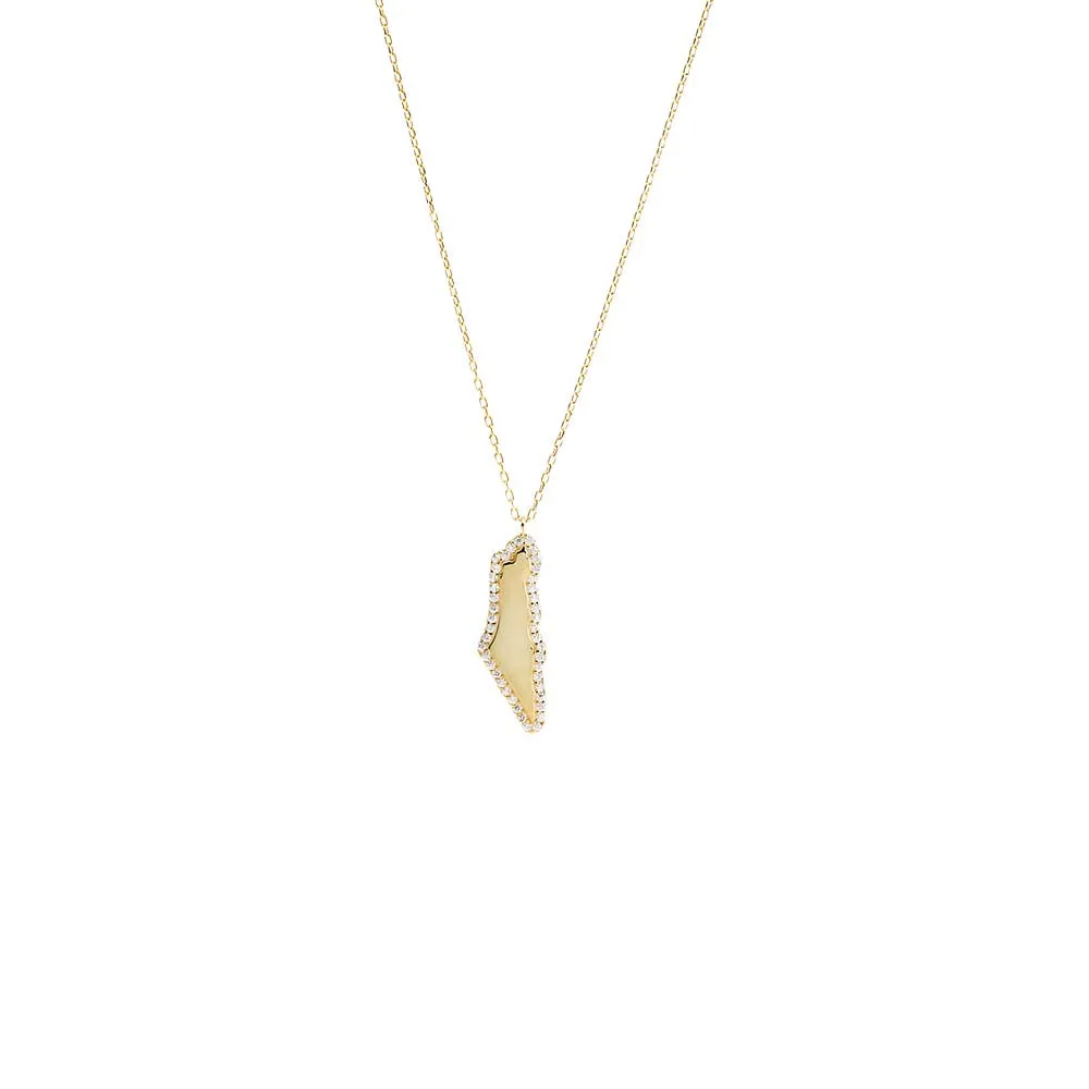 Pave Outlined Map Of Israel Necklace