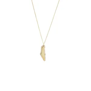 Pave Outlined Map Of Israel Necklace