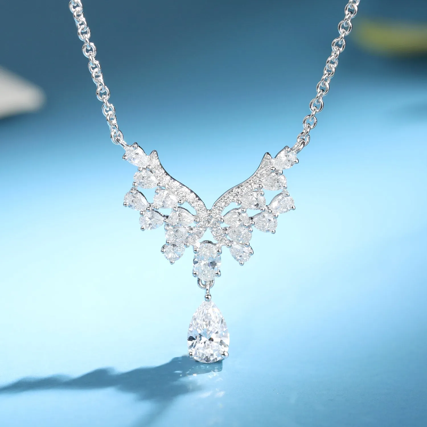 Pear Cut GIA Diamond Dangle Necklace