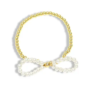 Pearl & Gold Bow Bracelets