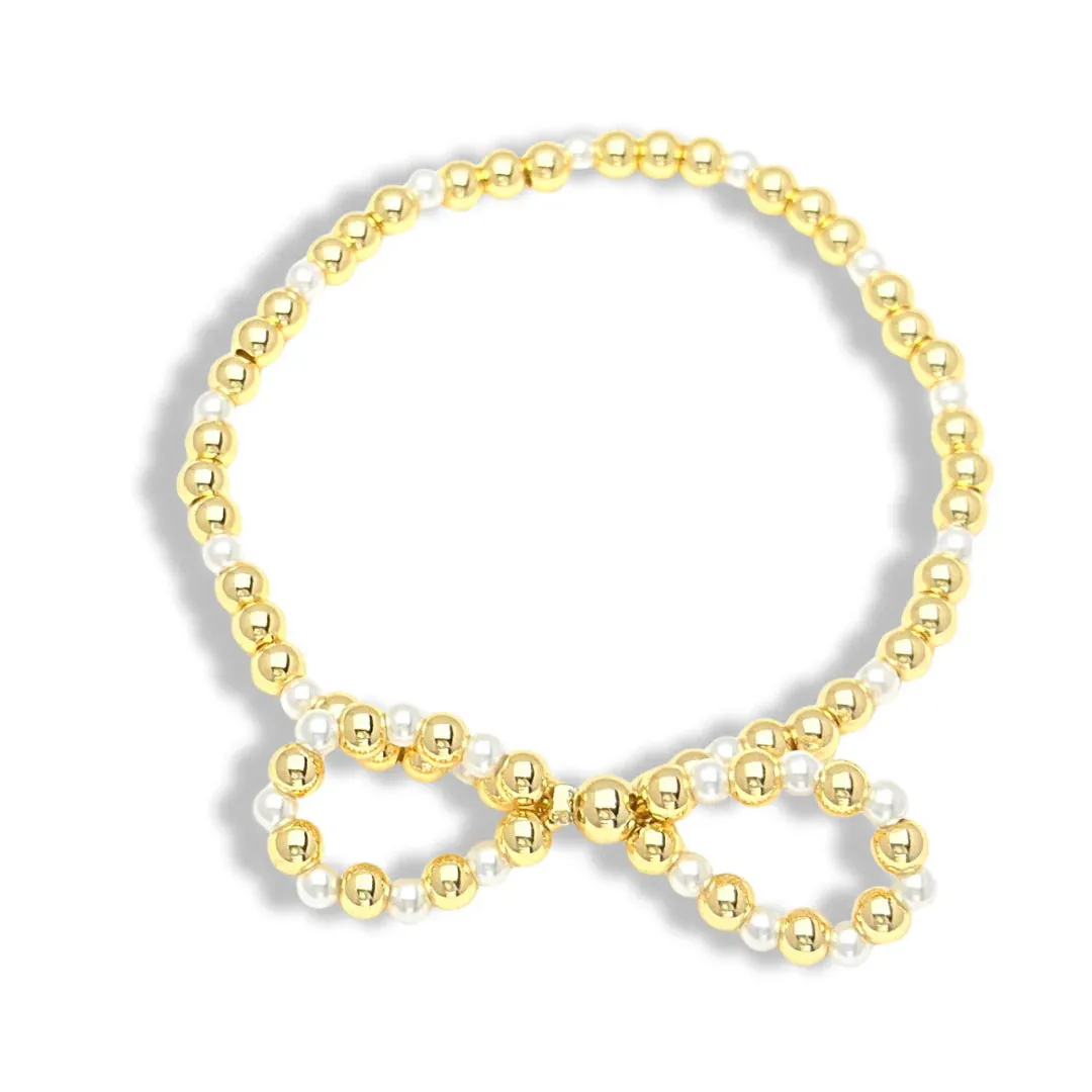 Pearl & Gold Bow Bracelets