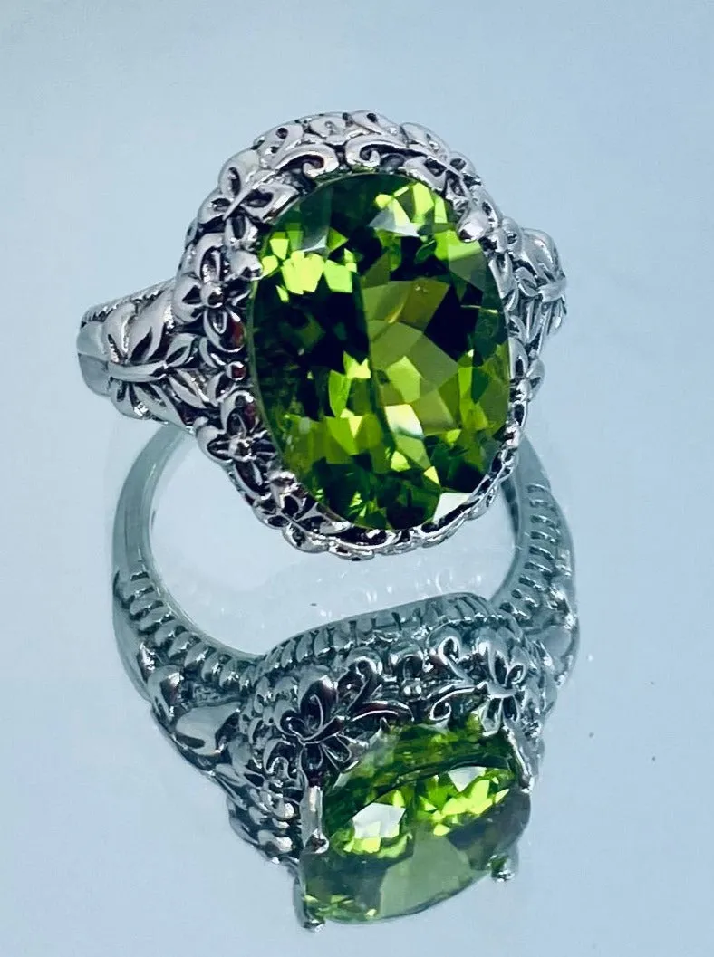 Peridot Butterfly Ring, Natural or Simulated Green Oval Gemstone, Art Nouveau Vintage Ring, D79