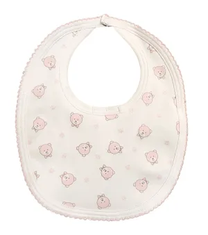 Pink Bears Print  Baby Pima Cotton  Bib
