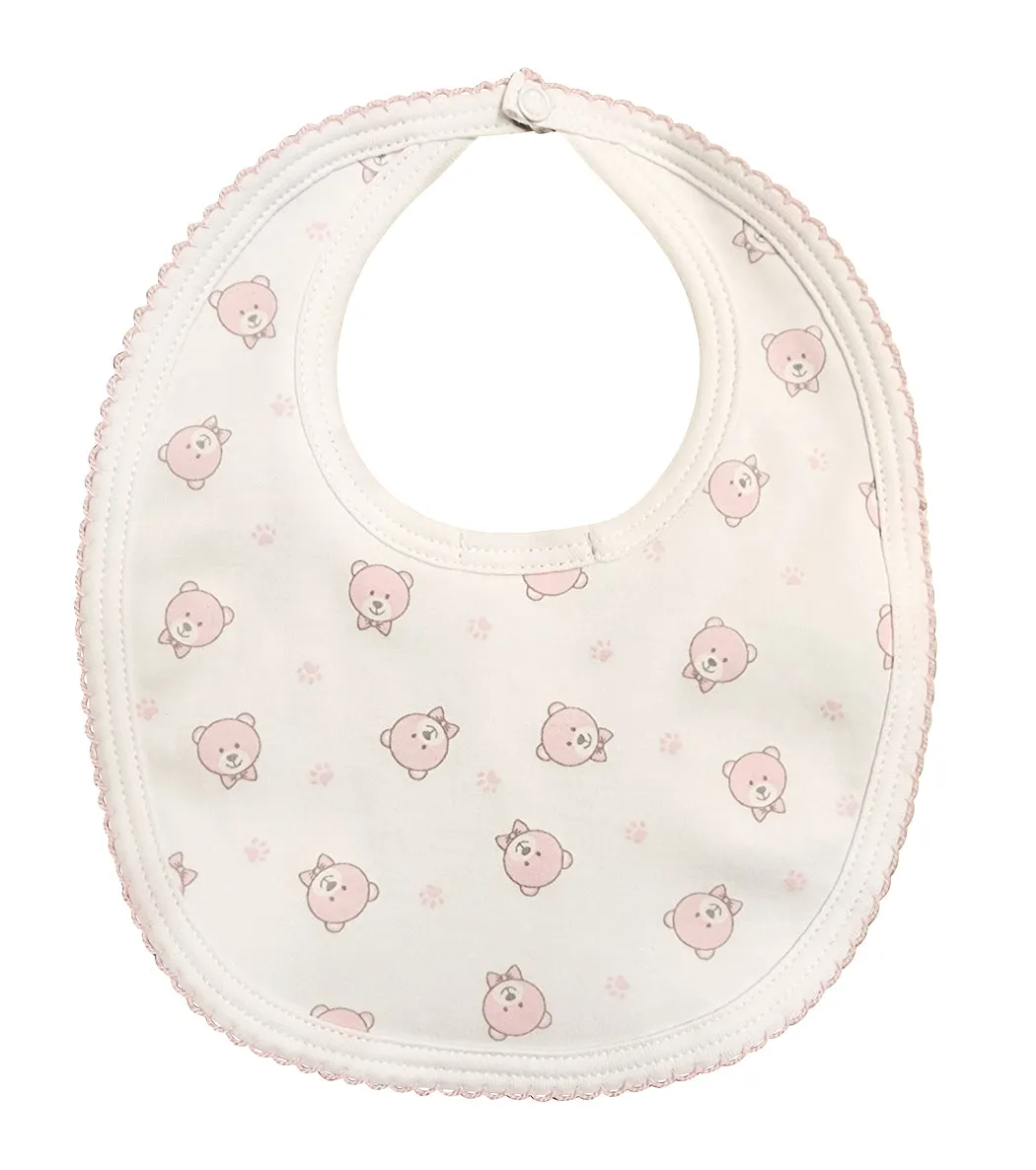 Pink Bears Print  Baby Pima Cotton  Bib