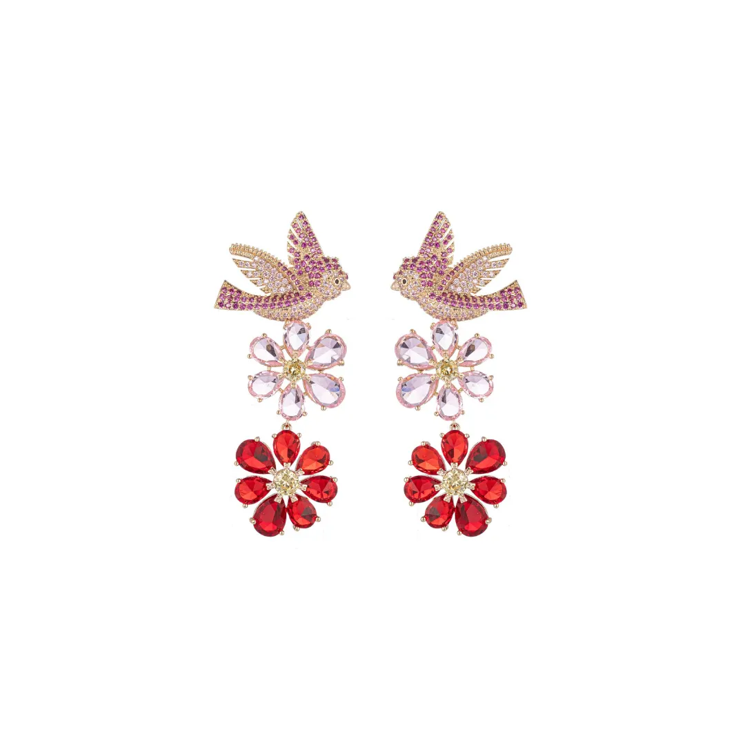 Pink Bird Earrings