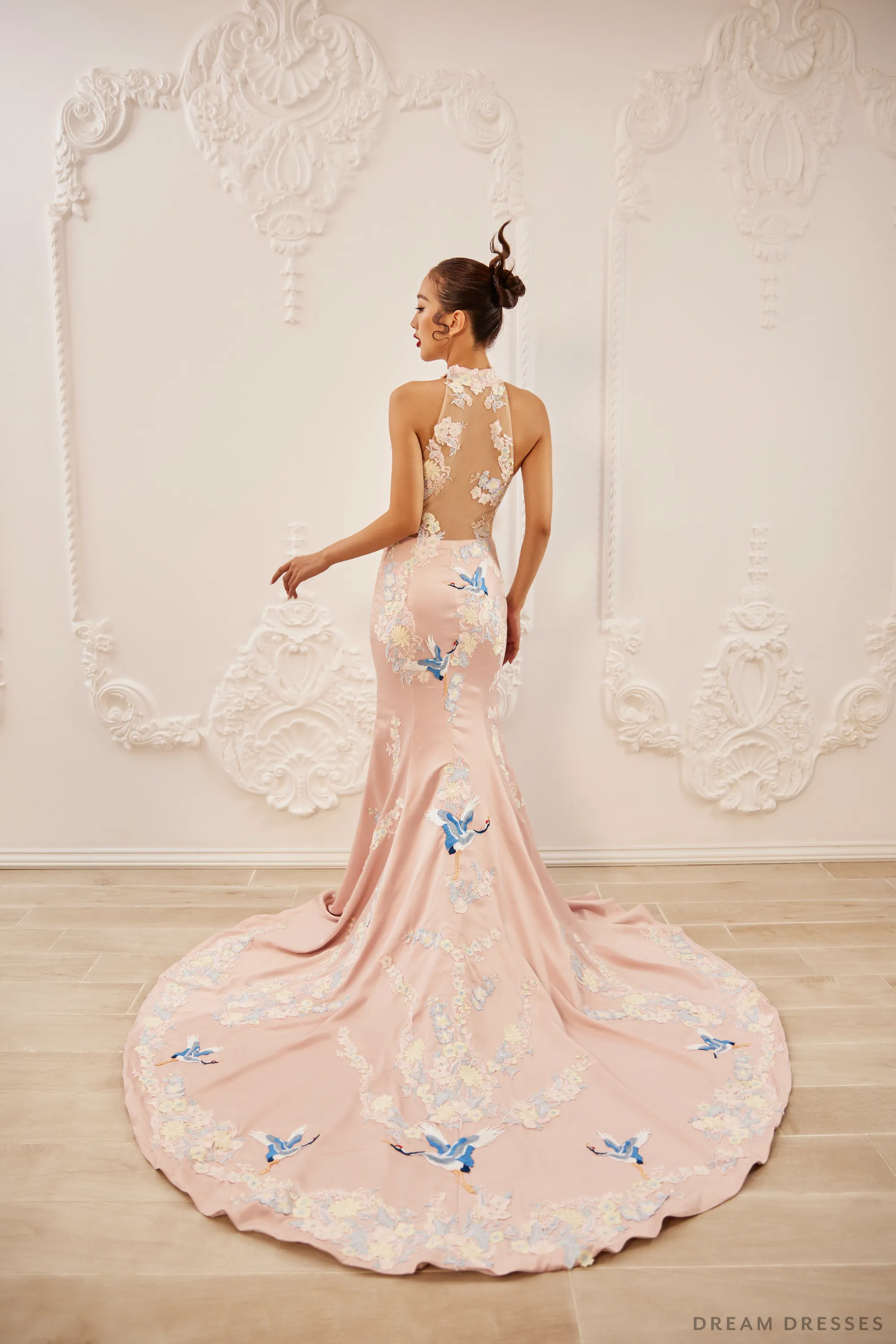 Pink Bridal Cheongsam | Couture Lace Modern Cheongsam (#MELAN)