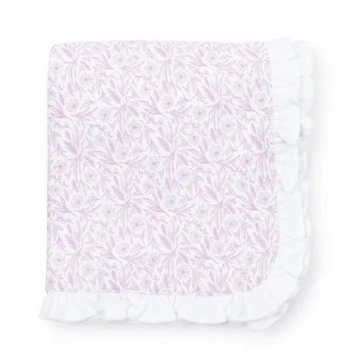 Pink Floral Ruffle Blanket