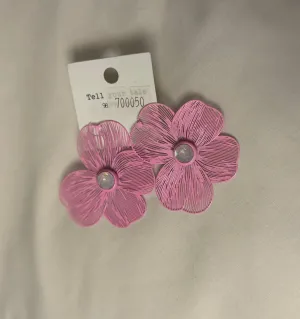 Pink Flower Earrings