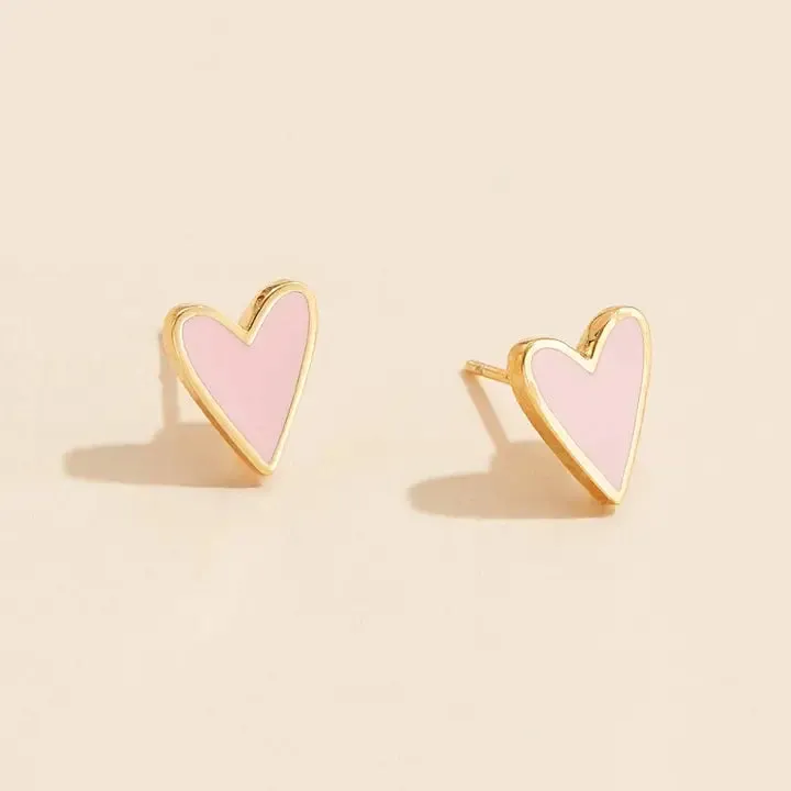 Pink Heart Stud Earrings