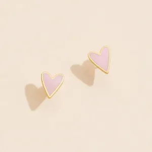 Pink Heart Stud Earrings